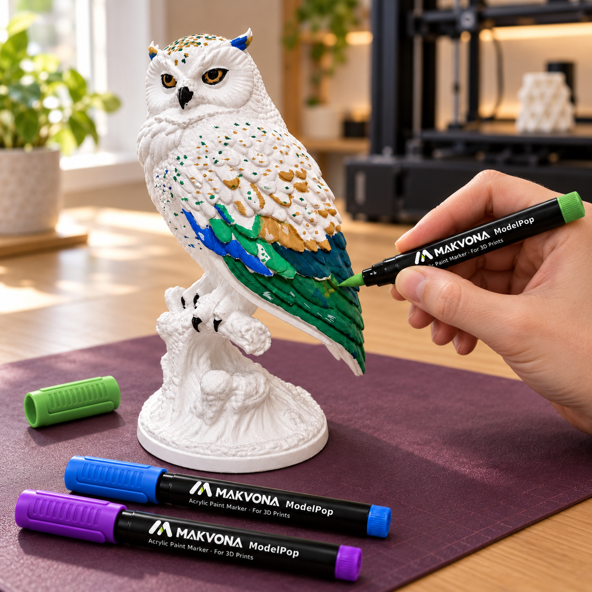 Colorfully painted owl model